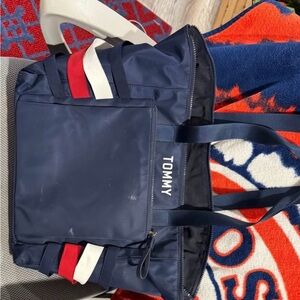 Tommy Hilfiger Navy and Red Tote Bag